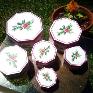 Vintage Christmas Boxes 6 in One Red Bottom Boxes